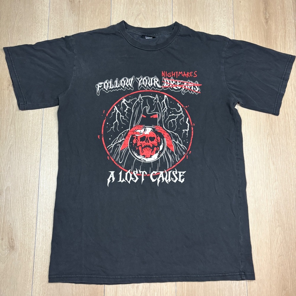 A Lost Cause Mens Nightmares Follow Your Dreams Graphic T-Shirt Black Medium